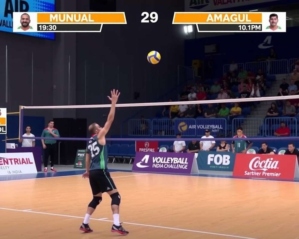 Air Volleyball India Challenge - Spike Action Air Volleyball India Challenge gameplay showing a player spike